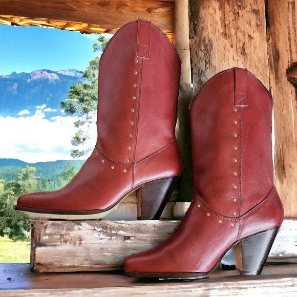 Vtg KINNEY SHOES Western Boho Pull on Boots Size 10B - Picture 1 of 17